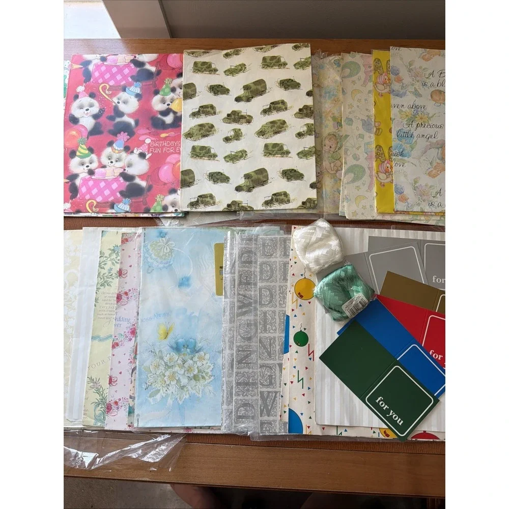 Vintage Gift Wrap Wedding Birthday Kids Baby Mixed Lot NOS Sealed +Partial Pkgs